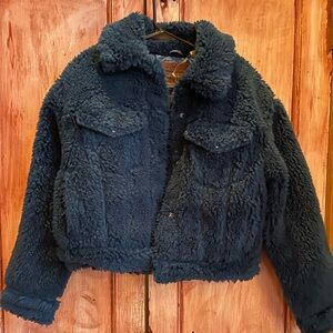 Levi’s Teal Faux fur shearling puffer jacket